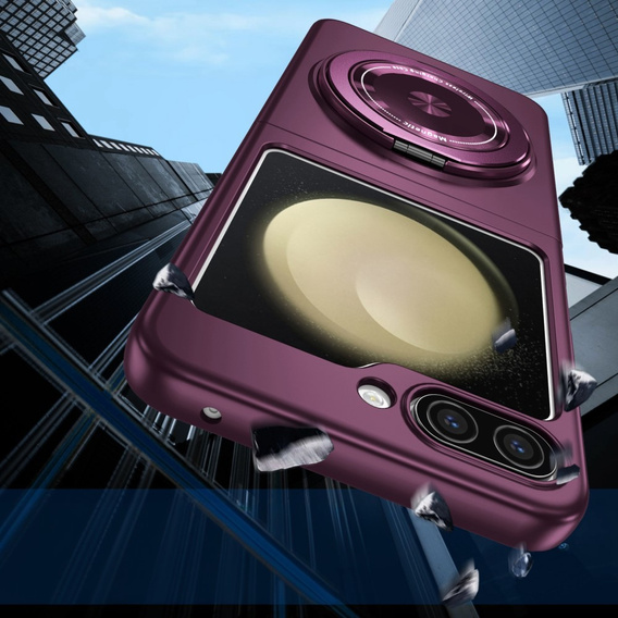 GKK case for Galaxy Z Flip 5 5G, Corners Dropproof MagSafe, clear / purple