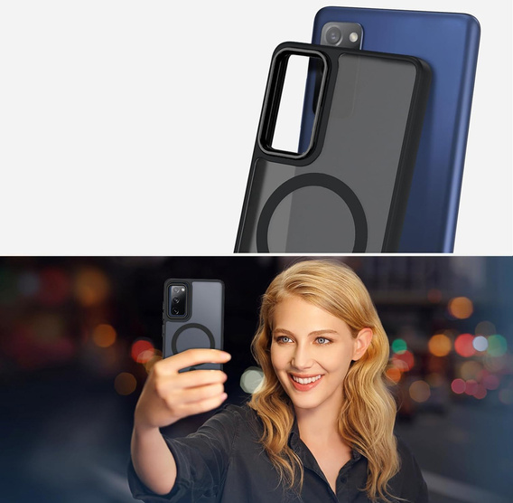 Case for Samsung Galaxy S20 FE, for MagSafe, ERBORD Matt Case, black + Screen Glass