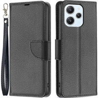 Flip case for Xiaomi Redmi 12 4G, Wallet Litchi Magnet, black