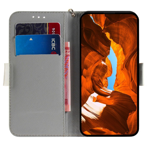 Flip case for Samsung Galaxy A14 4G/5G, Wallet, Flowers, white