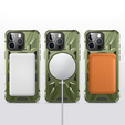 Case for iPhone 16 Pro, armored with stand and handle plate, green