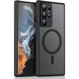 Case for Samsung Galaxy S22 Ultra, for MagSafe, ERBORD Matt Case, black + Screen Glass
