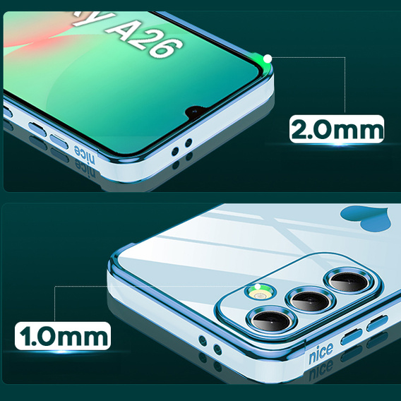 Case for Samsung Galaxy A26, Electro heart, blue + Glass 9H