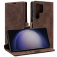 Case for Samsung Galaxy S23 Ultra, ERBORD Vintage, wallet with flap, coffee