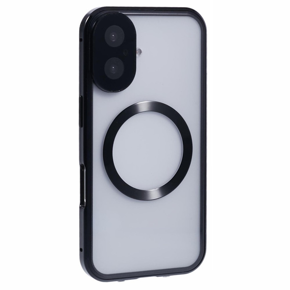 Magnetic Dual Glass MagSafe case for iPhone 16, black