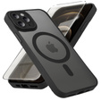 Case for iPhone 12 Pro, for MagSafe, ERBORD Matt Case, black + Screen Glass