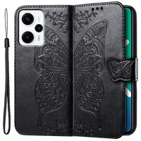 Flip case for Xiaomi Poco F5, Butterfly, black