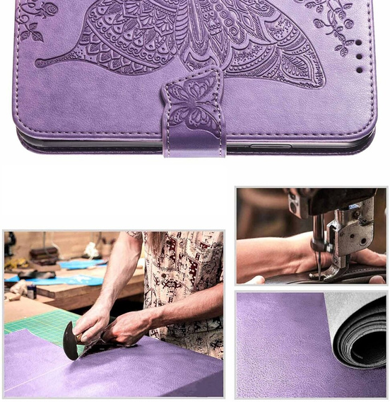 Flip case for Motorola Edge 50 Fusion 5G, Butterfly, purple