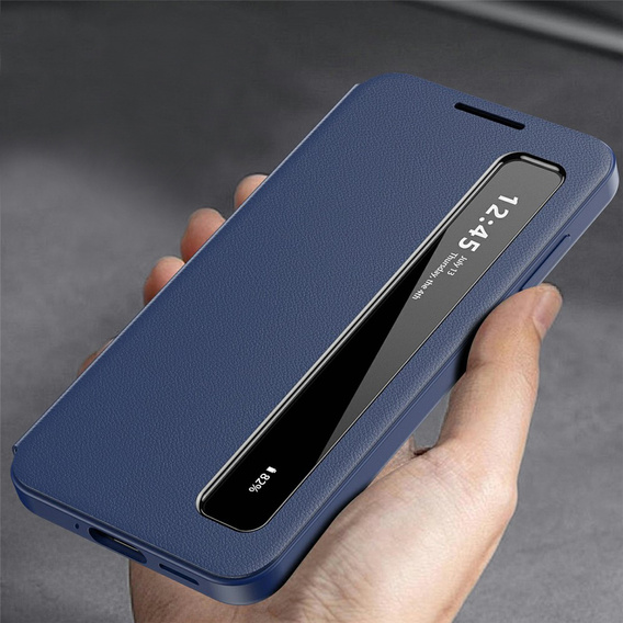 Smart View Window Leather Case for Samsung Galaxy S26, blue