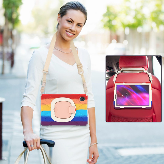 Children's case for Lenovo Tab M10 Plus TB-X606F, armored with strap, multicolor