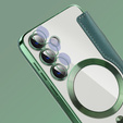 Flip case for Samsung Galaxy S24, RFID Wallet MagSafe CamShield, green