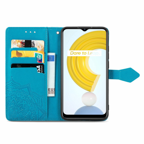 Flip case for Realme C21Y / C25Y, Mandala, blue