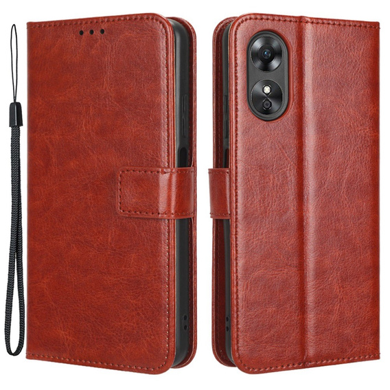 Flip case for Oppo A17, Crazy Horse Wallet, brown