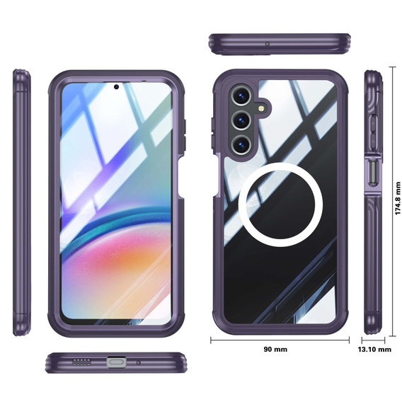 Case for Samsung Galaxy A16, Shockproof, with glass, for MagSafe, purple