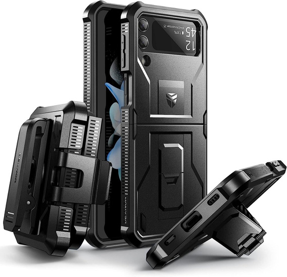 Armored Case for Samsung Galaxy Z Flip 4 5G, Dexnor Clip Holder, black