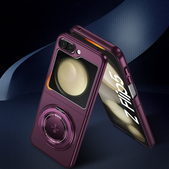 GKK case for Galaxy Z Flip 5 5G, Corners Dropproof MagSafe, clear / purple