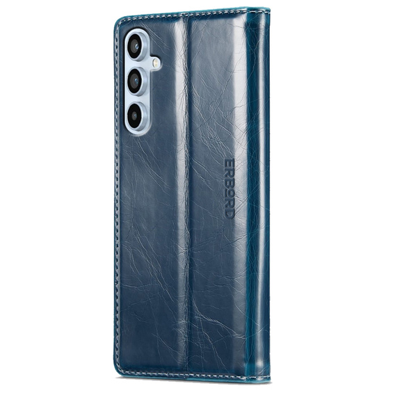 Flip case for Samsung Galaxy A54, ERBORD Waxy Wallet, blue