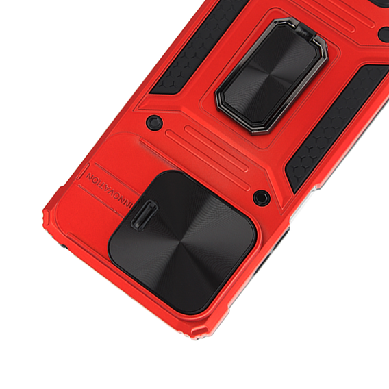 Armored Case for Xiaomi Redmi Note 13 5G, CamShield Slide, red + Tempered Glass 9H