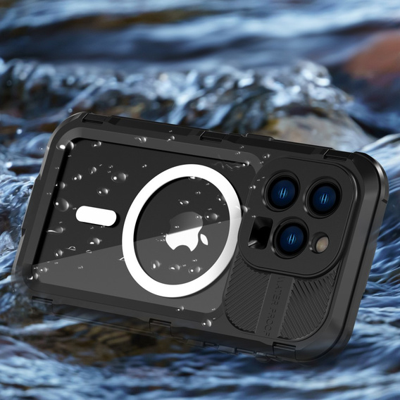 IP68 Waterproof Case for iPhone 14 Pro, SHELLBOX MagSafe, black