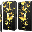 Flip case for Samsung Galaxy A14 4G/5G, Wallet Butterfly, gold