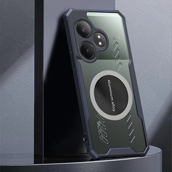 Case for Realme GT 6 / 6T, with magnetic sheet, transparent / black
