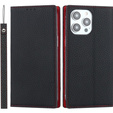 Flip case for iPhone 15 Pro Max, Litchi Skin Grain, black