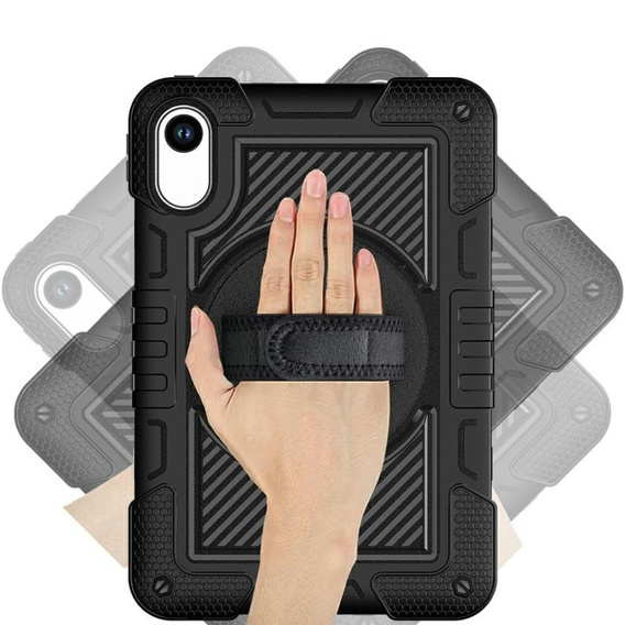 Armoured case for Xiaomi Redmi Pad 2, with stand and shoulder strap – black