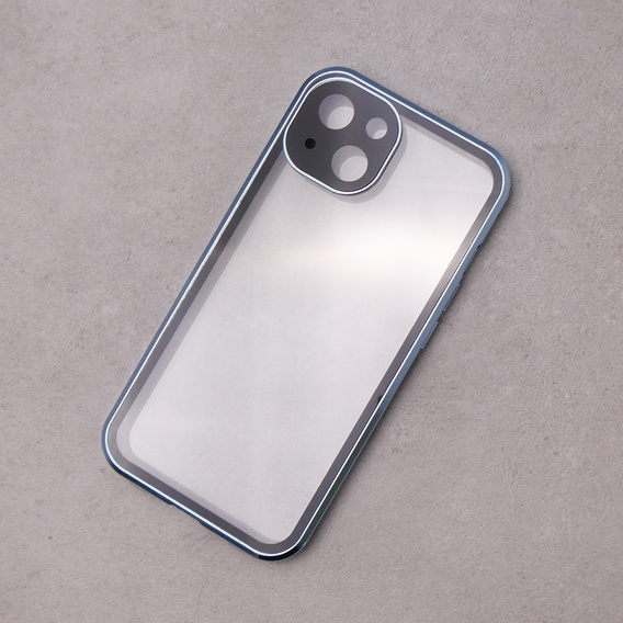 Case for iPhone 13, Magnetic Dual Glass, blue