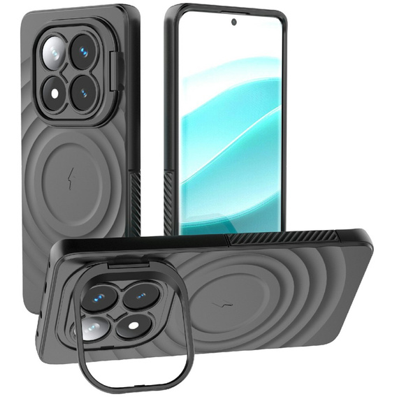 Case for Xiaomi Redmi Note 14 Pro 5G / Xiaomi Poco X7 5G, Ripple Kickstand, for MagSafe, black