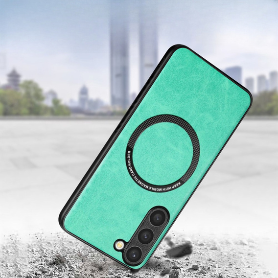 Case for Samsung Galaxy S23+ Plus, Leather Hybrid MagSafe, green
