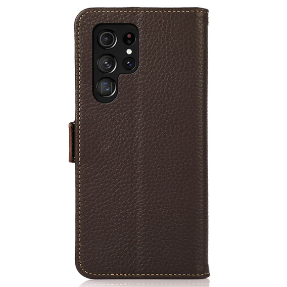 KHAZNEH RFID case for Samsung Galaxy S24 Ultra, Litchi Texture, brown