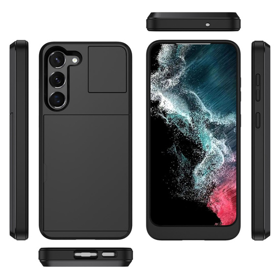 Case for Samsung Galaxy S23, Sliding Card Holder, black