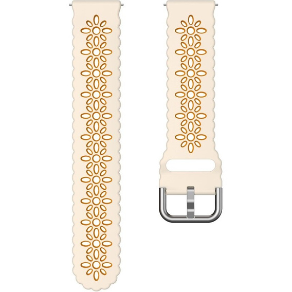 Universal 20mm Soft Hollowed-out Silicone Strap, Beige / Orange