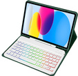 Case with illuminated bluetooth keyboard for iPad 10.9 2022 (10 gen.), green