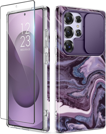 GVIEWIN Case for Samsung Galaxy S25 Ultra, Camera Slider – Quicksand/Purple