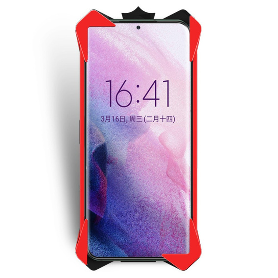 Armored case for Samsung Galaxy S22 Ultra 5G, Aluminum Alloy, black / red