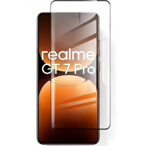 3D Tempered Glass for Realme GT 7 Pro, black frame