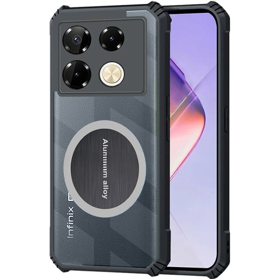 Case for Infinix Note 40 Pro Plus, with magnetic sheet, transparent / black