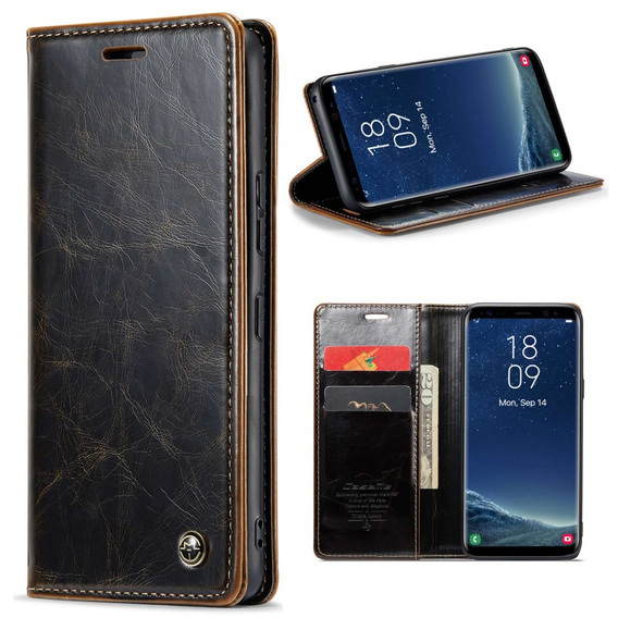 CASEME flip case for Samsung Galaxy S8+ Plus, Waxy Textucoffee, coffee
