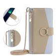 Flip case for Motorola Edge 40 Neo 5G, Wallet Zipper Pocket, with mirror, blue