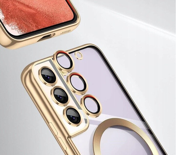 Case for Samsung Galaxy S21, Electro MagSafe, gold + Screen Glass