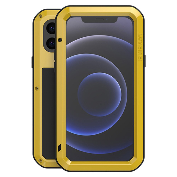 Love Mei Case for iPhone 12 Mini, armored with glass, yellow