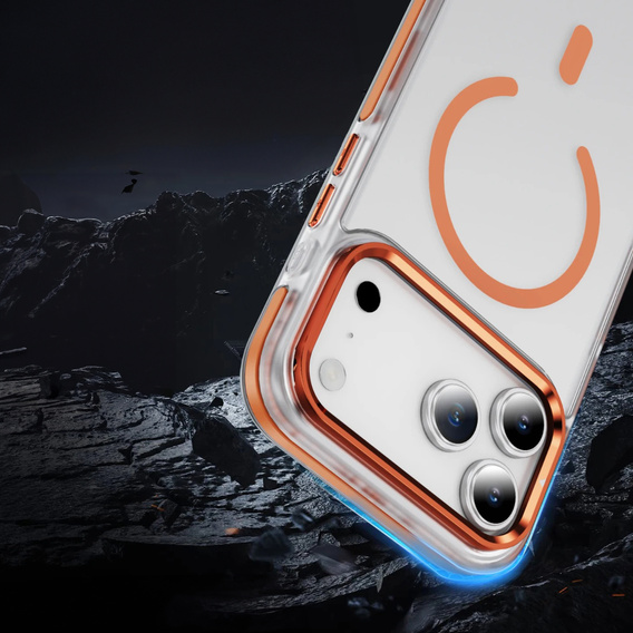 Armoured case for MagSafe clear with orange sides for iPhone 17 Pro