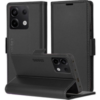 Case for Xiaomi Redmi Note 13 5G, ERBORD Glossy Litchi, wallet with flap, black