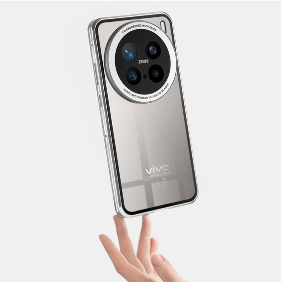 Case for Vivo X200 Pro 5G, Magnetic Dual Glass, silver