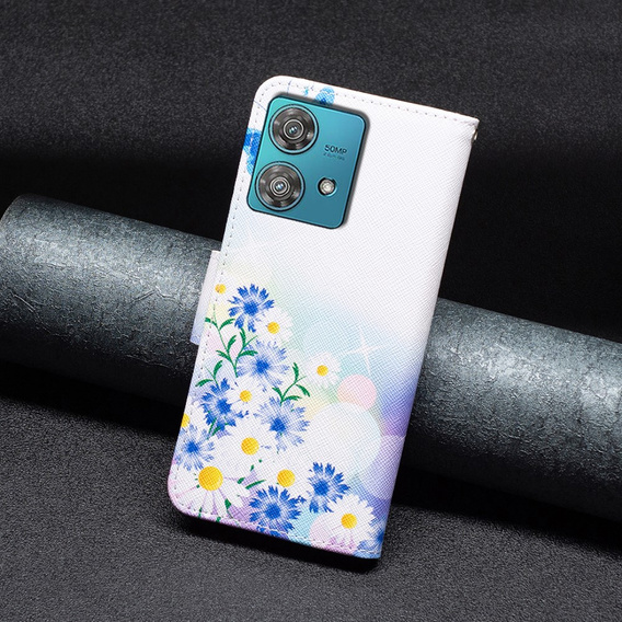 Flip case for Motorola Edge 40 Neo, Wallet, butterfly & flowers, white