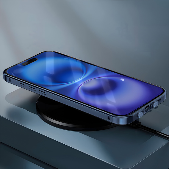 Magnetic Dual Glass MagSafe case for iPhone 16, blue