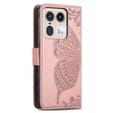 Flip case for Motorola Edge 50 Ultra, Butterfly, pink rose gold