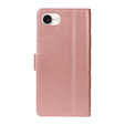 Flip case for iPhone 16E, Rhombus Crossbody Leather, pink rose gold