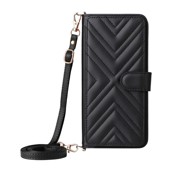 Crossbody Leather Wallet flip case for Xiaomi Poco F7 Pro, black